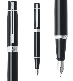 Sheaffer 300 - 9312 Glossy Black Chrome Trim Fountain Pen